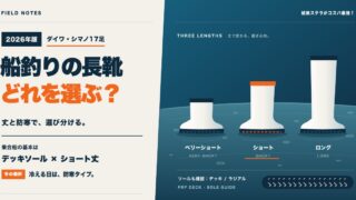 船釣りの長靴・デッキブーツ比較：ベリーショート・ショート・ロングの丈の違いと、乗合船はデッキソールのショート丈が基本という要点