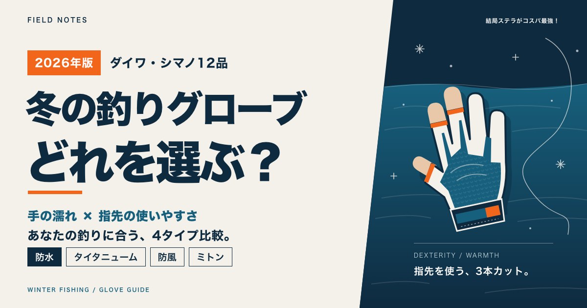 冬の釣り用グローブ比較 ダイワ・シマノ12品を防水・タイタニューム・防風・ミトンの4タイプで選ぶ