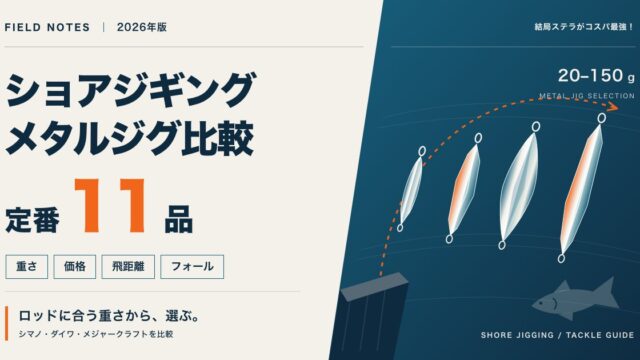 ショアジギング用メタルジグ比較 シマノ・ダイワ・メジャークラフトの定番11品を重さ・価格で比べる（2026年版）