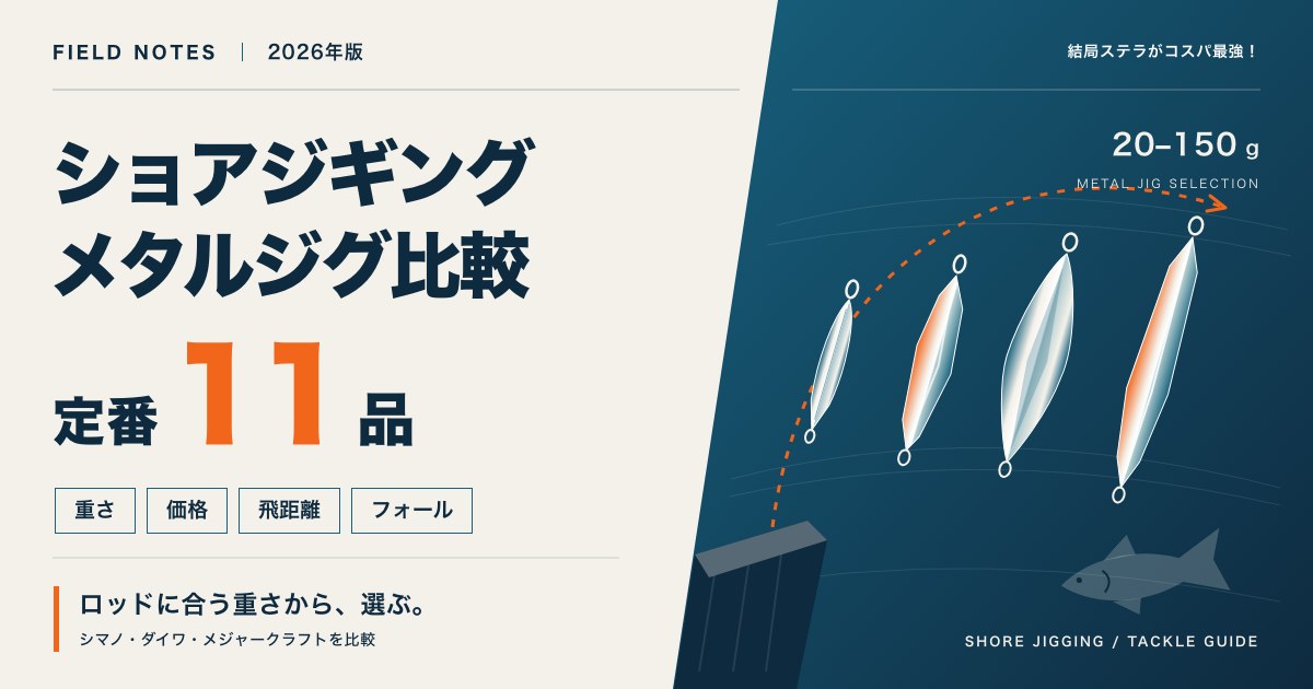 ショアジギング用メタルジグ比較 シマノ・ダイワ・メジャークラフトの定番11品を重さ・価格で比べる（2026年版）