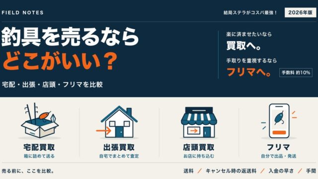 釣具の売り方4つ（宅配買取・出張買取・店頭買取・フリマ）を送料・キャンセル時の返送料・入金の早さ・手間で比較